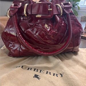 Burberry Deep Red Patent Shoulder Bag